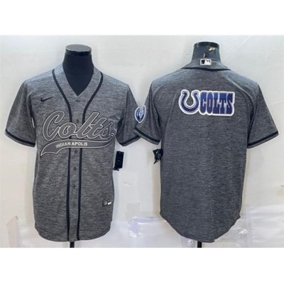 Men Indianapolis Colts Grey Team Big Logo With Patch Cool Base Stitched Baseball Jersey