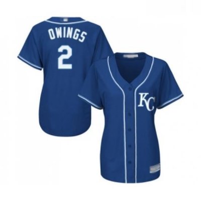 Womens Kansas City Royals 2 Chris Owings Replica Blue Alternate 2 Cool Base Baseball Jersey