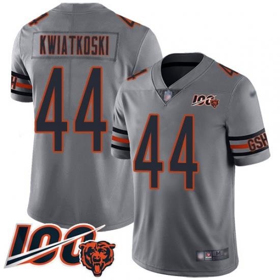 Men Chicago Bears 44 Nick Kwiatkoski Limited Silver Inverted Legend 100th Season Football Jersey