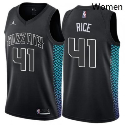 Womens Nike Jordan Charlotte Hornets 41 Glen Rice Swingman Black NBA Jersey City Edition