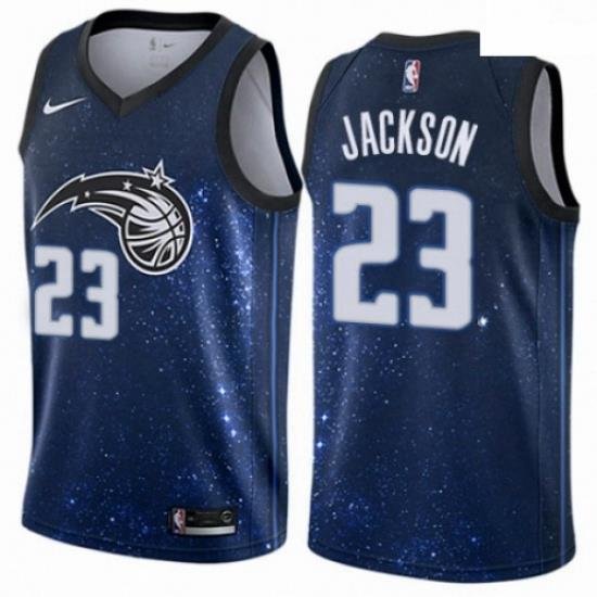 Mens Nike Orlando Magic 23 Justin Jackson Swingman Blue NBA Jersey City Edition