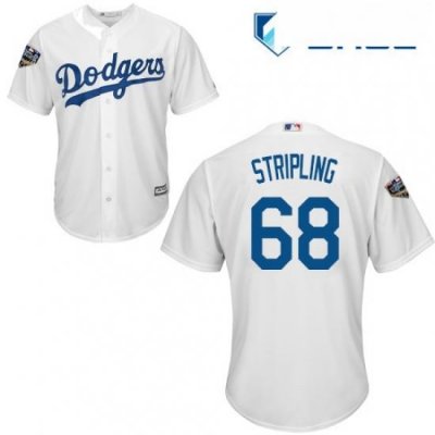 Youth Majestic Los Angeles Dodgers 68 Ross Stripling Authentic White Home Cool Base 2018 World Series MLB Jersey