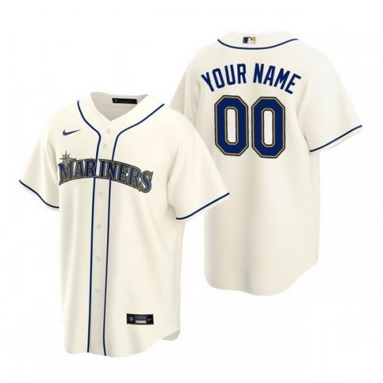 Men Women Youth Toddler All Size Seattle Mariners Custom Nike Cream Stitched MLB Cool Base Jersey