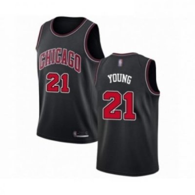 Mens Chicago Bulls 21 Thaddeus Young Authentic Black Basketball Jersey Statement Edition