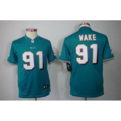 Youth Nike Miami Dolphins 91 Cameron Wake Green Color[Youth Limited Jerseys]