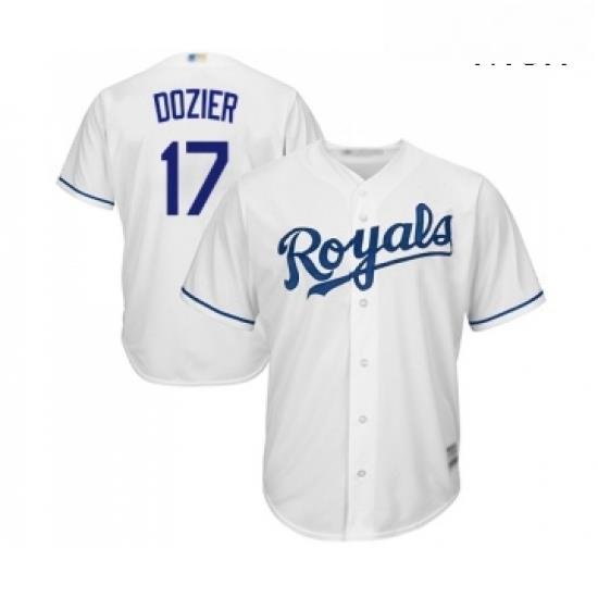 Mens Kansas City Royals 17 Hunter Dozier Replica White Home Cool Base Baseball Jersey