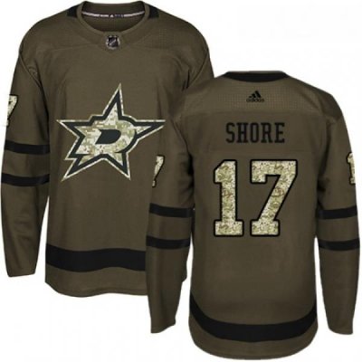 Youth Adidas Dallas Stars 17 Devin Shore Authentic Green Salute to Service NHL Jersey