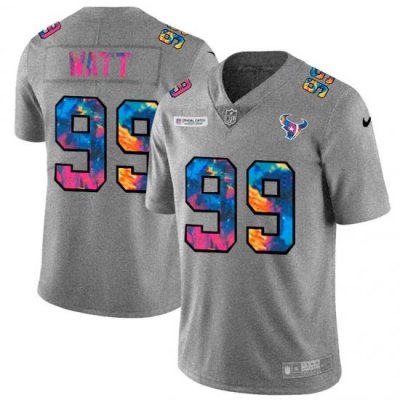 Houston Texans 99 J J  Watt Men Nike Multi Color 2020 NFL Crucial Catch NFL Jersey Greyheather