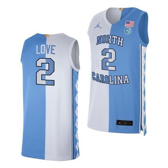 North Carolina Tar Heels Caleb Love 2021 Blue White Split Edition Special Jersey