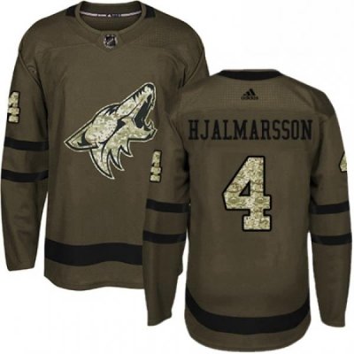 Youth Adidas Arizona Coyotes 4 Niklas Hjalmarsson Premier Green Salute to Service NHL Jersey