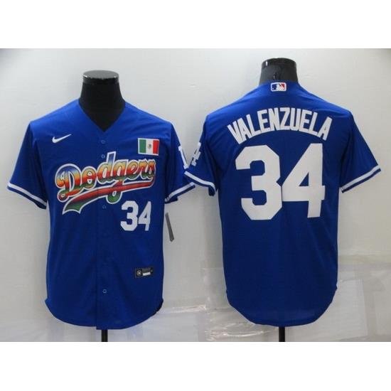 Men Los Angeles Dodgers 34 Toro Valenzuela Royal Stitched Baseball jersey