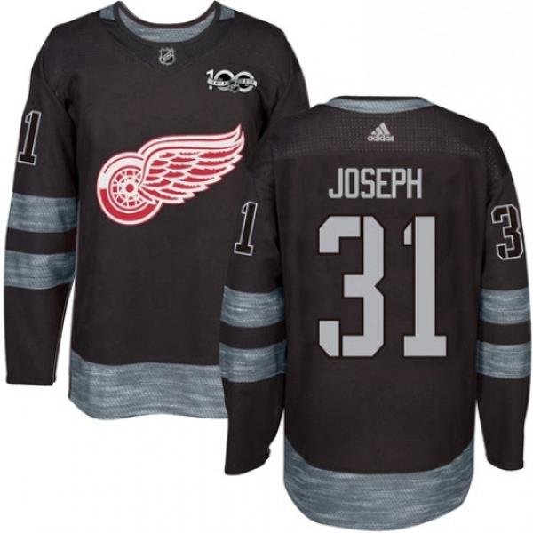 Mens Adidas Detroit Red Wings 31 Curtis Joseph Authentic Black 1917 2017 100th Anniversary NHL Jersey