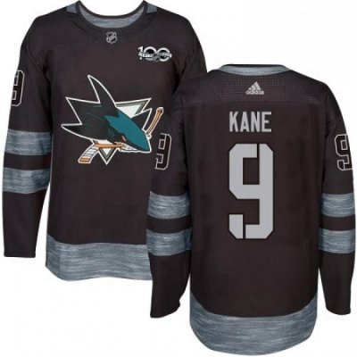 Mens Adidas San Jose Sharks 9 Evander Kane Authentic Black 1917 2017 100th Anniversary NHL Jersey