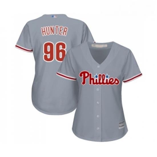 Womens Philadelphia Phillies 96 Tommy Hunter Replica Grey Road Cool Base Baseball Jersey