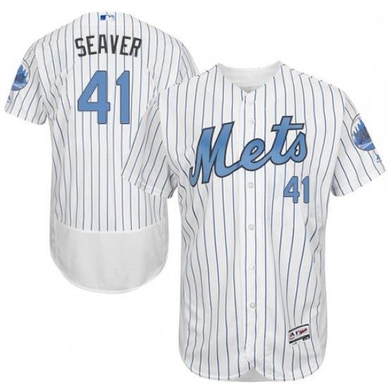 Mens Majestic New York Mets 41 Tom Seaver Authentic White 2016 Fathers Day Fashion Flex Base MLB Jersey