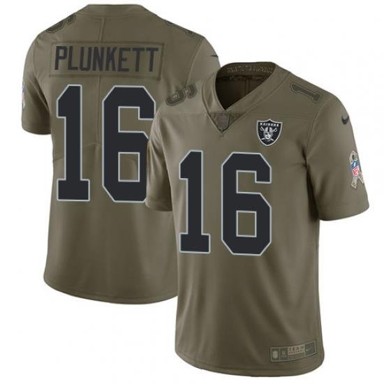 Nike Raiders #16 Jim Plunkett Olive Mens Stitched NFL Limited 2017 Salute To Service Jersey