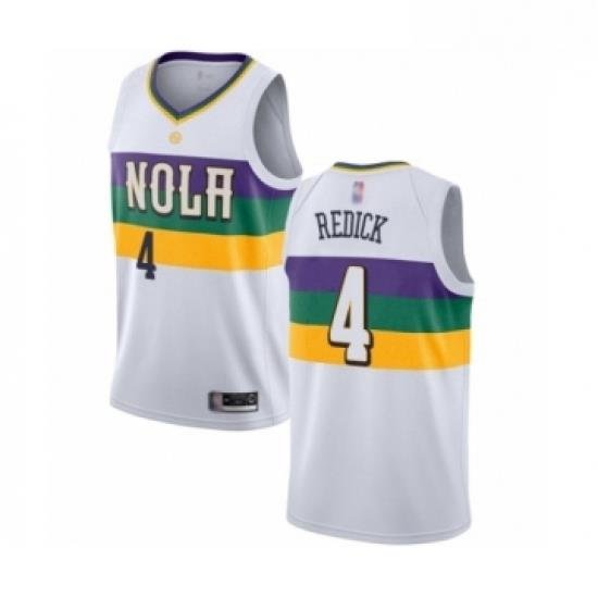 Mens New Orleans Pelicans 4 JJ Redick Authentic White Basketball Jersey City Edition