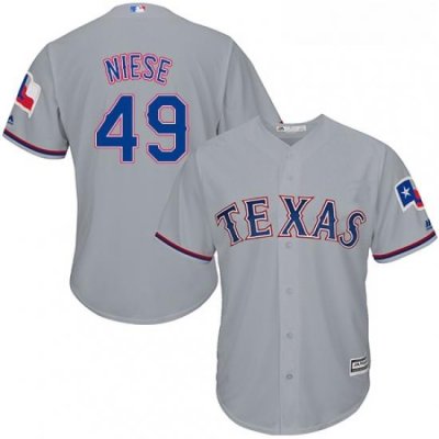 Youth Majestic Texas Rangers 49 Jon Niese Replica Grey Road Cool Base MLB Jersey