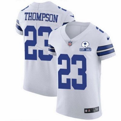 Nike Cowboys 23 Darian Thompson White Men Stitched With Established In 1960 Patch NFL New Elite Jersey