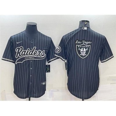 Men Las Vegas Raiders Black Team Big Logo With Patch Cool Base Stitched Baseball Jersey