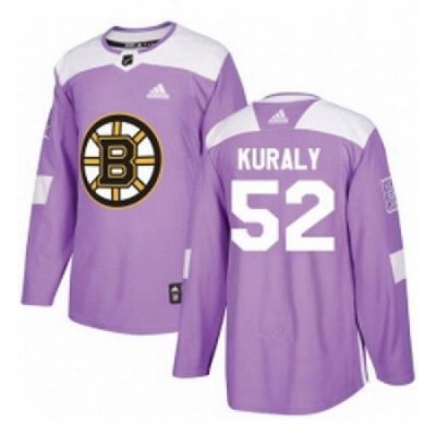 Youth Adidas Boston Bruins 52 Sean Kuraly Authentic Purple Fights Cancer Practice NHL Jersey