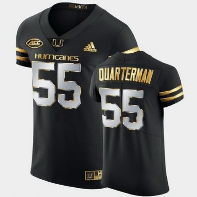 Men Miami Hurricanes Shaquille Quarterman Golden Edition Black Authentic Jersey