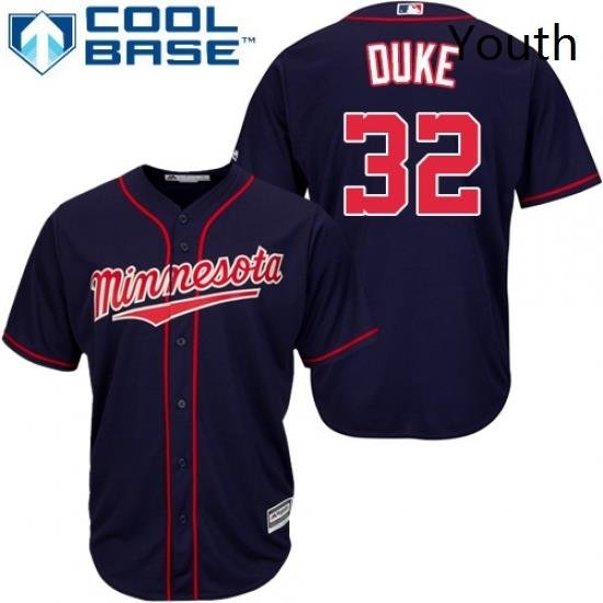 Youth Majestic Minnesota Twins 32 Zach Duke Authentic Navy Blue Alternate Road Cool Base MLB Jersey