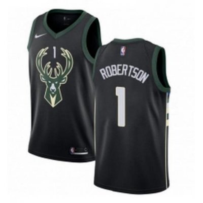 Womens Adidas Milwaukee Bucks 1 Oscar Robertson Authentic Black Alternate NBA Jersey Statement Edition