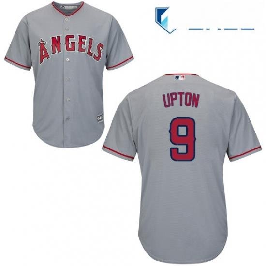 Youth Majestic Los Angeles Angels of Anaheim 9 Justin Upton Authentic Grey Road Cool Base MLB Jersey