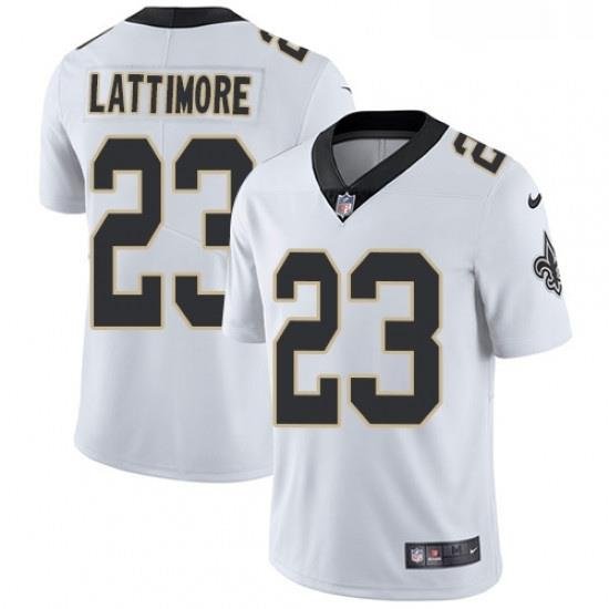 Mens Nike NeW Orleans Saints 23 Marshon Lattimore White Vapor Untouchable Limited Player NFL Jersey