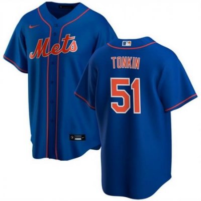 Men NeW York Mets 51 Michael Tonkin Blue Cool Base Stitched Baseball Jersey