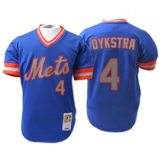 Mens Mitchell and Ness NeW York Mets 4 Lenny Dykstra Replica Blue 1983 ThroWback MLB Jersey