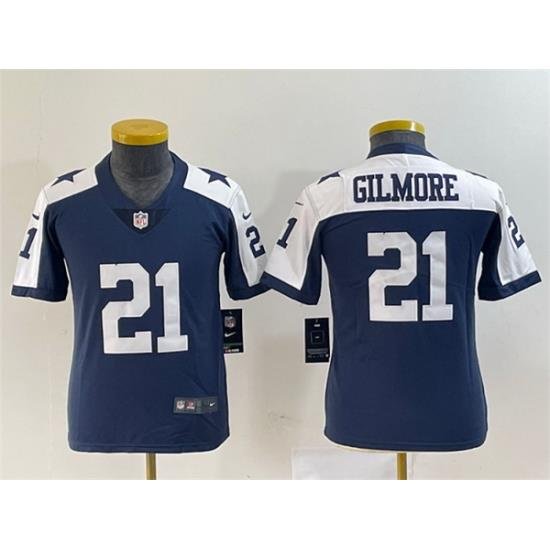 Youth Dallas Cowboys 21 Stephon Gilmore Navy Thanksgiving Limited Stitched Football Jersey