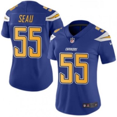 Womens Nike Los Angeles Chargers 55 Junior Seau Limited Electric Blue Rush Vapor Untouchable NFL Jersey