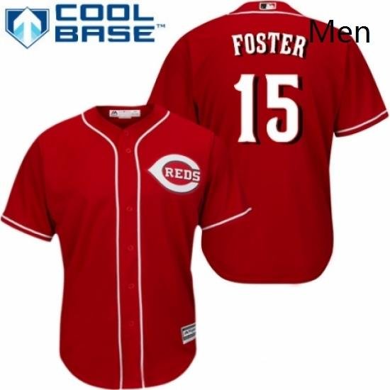 Mens Majestic Cincinnati Reds 15 George Foster Replica Red Alternate Cool Base MLB Jersey