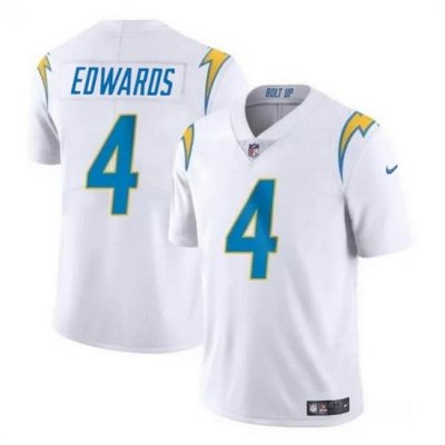 Men Los Angeles Chargers 4 Gus Edwards White Vapor Limited Stitched Football Jersey