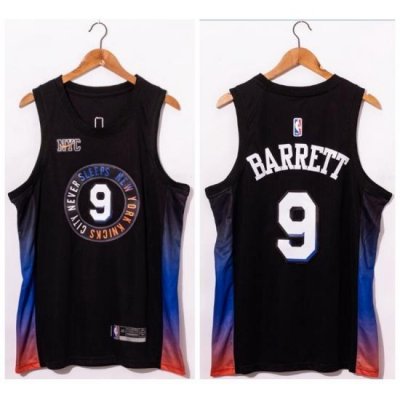 Men New York Knicks 9 R J  Barrett Black 2020 21 City Edition Swingman Jersey