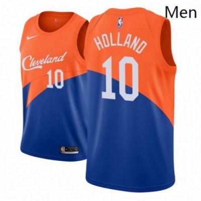 Men NBA 2018 19 Cleveland Cavaliers 10 John Holland City Edition Blue Jersey