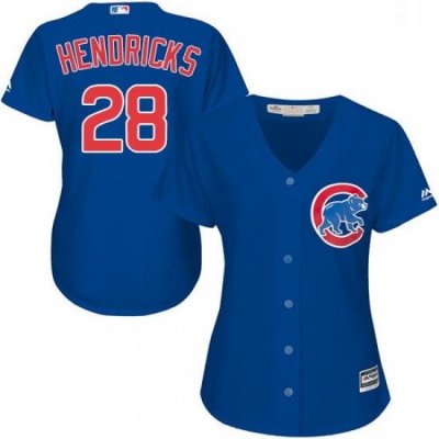 Womens Majestic Chicago Cubs 28 Kyle Hendricks Authentic Royal Blue Alternate MLB Jersey