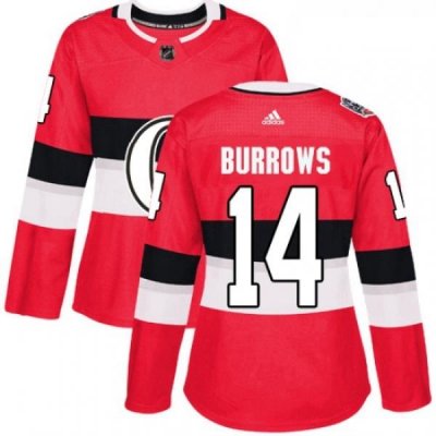 Womens Adidas Ottawa Senators 14 Alexandre Burrows Authentic Red 2017 100 Classic NHL Jersey