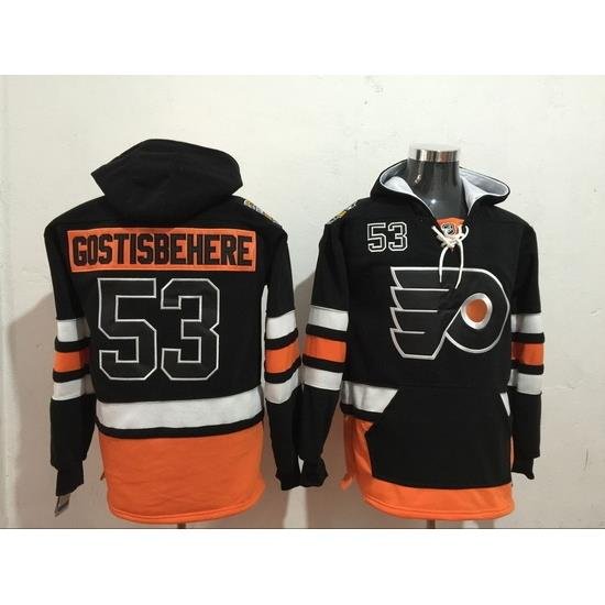 Men's Philadelphia Flyers 53 Shayne Gostisbehere Black Stitched Hoody