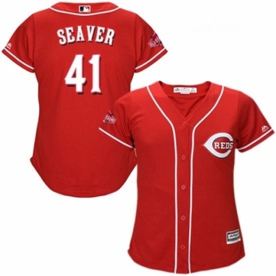 Womens Majestic Cincinnati Reds 41 Tom Seaver Replica Red Alternate Cool Base MLB Jersey