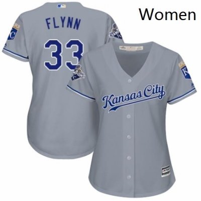 Womens Majestic Kansas City Royals 33 Brian Flynn Authentic Grey Road Cool Base MLB Jersey