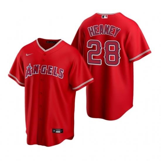 Mens Nike Los Angeles Angels 28 AndreW Heaney Red Alternate Stitched Baseball Jersey