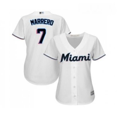 Womens Miami Marlins 7 Deven Marrero Replica White Home Cool Base Baseball Jersey