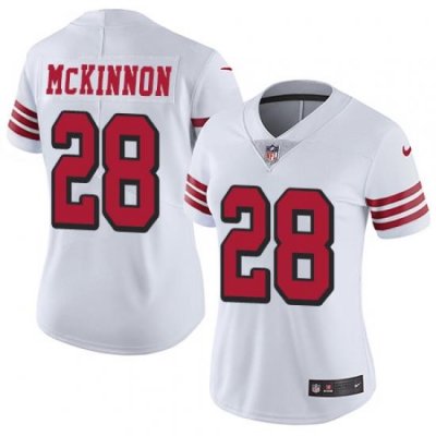 Nike 49ers #28 Jerick McKinnon White Rush Womens Stitched NFL Vapor Untouchable Limited Jersey