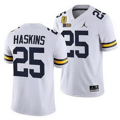 Michigan Wolverines Hassan Haskins White Tm 42 Patch Honor Tate Myre Jersey