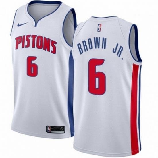 Mens Nike Detroit Pistons 6 Bruce Brown Jr Swingman White NBA Jersey Association Edition