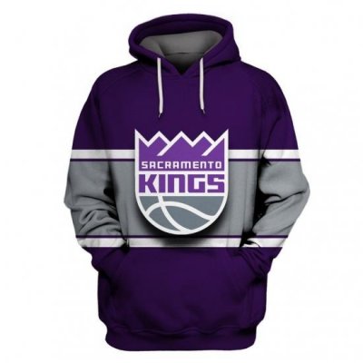 Men Sacramento Kings Purple All Stitched Hooded Sweatshirt