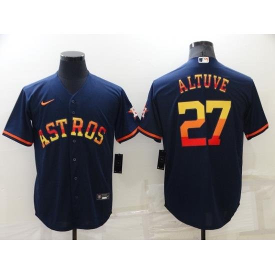 Men Houston Astros 27 Jose Altuve 2022 Navy Cool Base Stitched Jerse